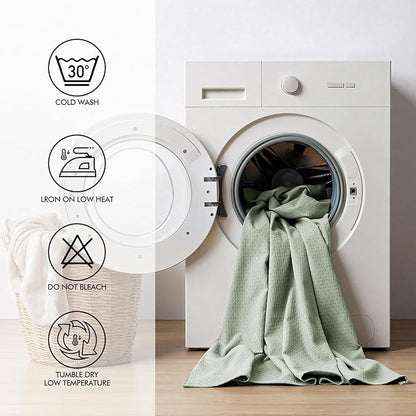 MIULEE Sage Green Linen Cottton Table Cloth Round Tablecloth Waterproof Spillproof Cross-Star Textured Table Cltoth Decorative Farmhouse Style for Dining Party Weddings 60 Inch