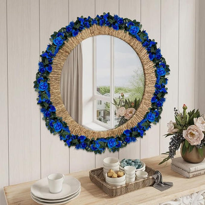 16Pcs 126Ft Royal Blue Rose Garland, Fake Rose Hanging Flowers, Artificial Flower Vine, Hanging Floral Vine Garland for Wedding, Birthday Party, Wall Arch, Halloween, Christmas Garden Backdrop Decor