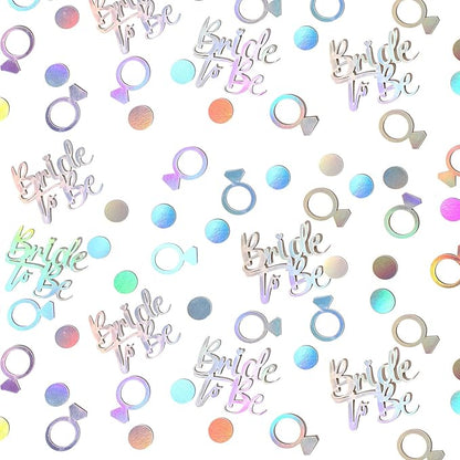 230PC Wedding Confetti Bridal Shower Decorations Bride To Be Ring Confetti Scatters Suitable for Iridescent Themed Bachelorette Engagement Hen Party Decor