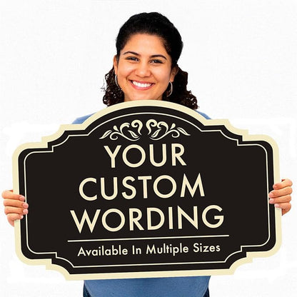 Custom Decorative Outdoor Metal Sign - Personalized Aluminum Sign, Waterproof & Made In USA - Design 2 Black Charcoal 12x8 In