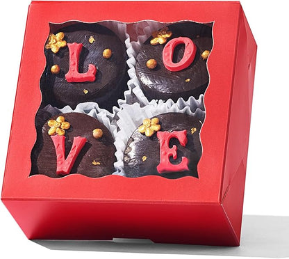 100-Pack 4x4x2 Classic Red Bakery Boxes - Treat/Cookie/Truffle Boxes for Mini Cakes, Pies & Cinnamon Rolls - Wedding Party Favor Packaging