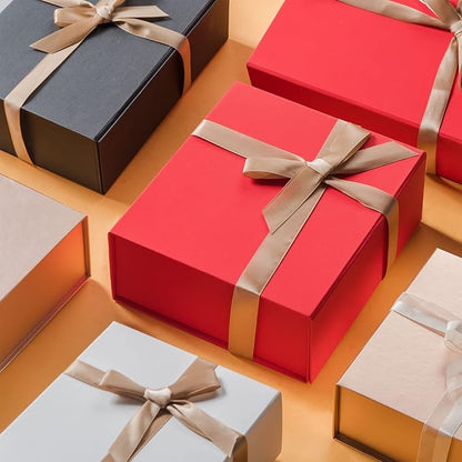 LIFELUM Christmas Gift Boxes 5 Pack 13.85 x 8.35 x 4.45 inch Christmas Gift Boxes for Presents with Ribbon Valentine's Bridesmaid Boxes Contains Card, Ribbon, Shredded Paper Filler for Packing