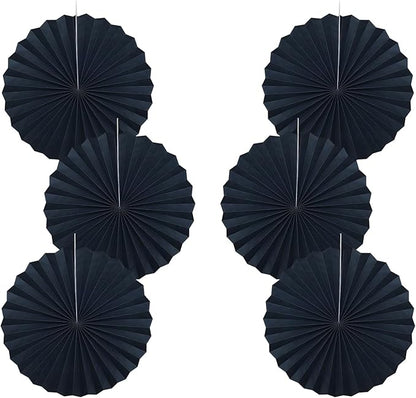 Black Party Decorations,Halloween Decor Events Accessories,Black Birthday Decorations,Anniversary Decorations for Party,Birthday Decorations for Men 16in Hanging Paper Fans 30 Color DIY Set(Black)