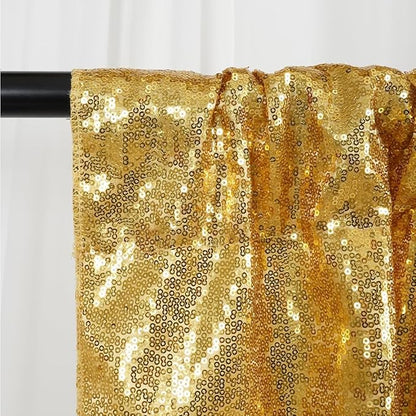 SquarePie Sequin Backdrop Curtain Not See Through Background for Wedding Party 6FT x 8FT Gold