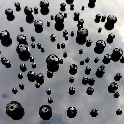 2-10mm Briolette Rondelle 810pcs Black Crystal Glass Beads Faceted Shape Crystal Spacer Beads for Bracelet Necklace Decorative Hand Jewelry Making (2/4/6/8/10mm Black)