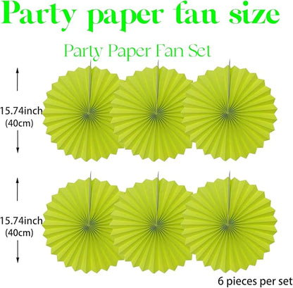 Green Graduation Party Decor,Tropical Party Decorations,Emerald Green Party Decorations,Hawaiian Themed Party Decorations,16in Hanging Paper Fans 30 Color DIY Set (Clear Green)