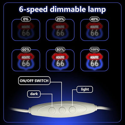 Route 66 Neon Sign, Route 66 Light up Sign Led Neon Light Signs for Wall Decor Party Decorations Home Bedroom Man Cave Birthday Christmas Gift Dimmable USB Powered(12.6" × 12.1")
