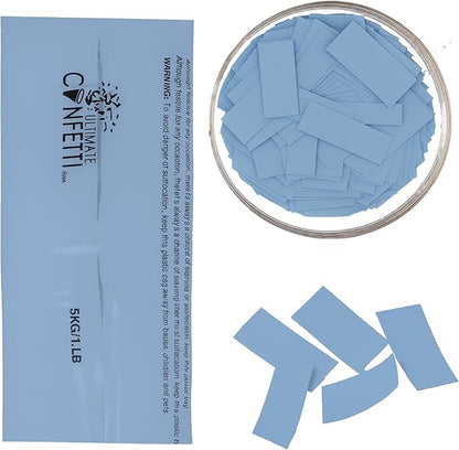 Ultimate Confetti, Baby Blue Biodegradable Confetti - Rectangular Fluttering Tissue Paper Confetti for Cannon and Launcher use – Gender Reveal Confeti, Wedding, Parties and Live Events - 1 lb, 16 oz