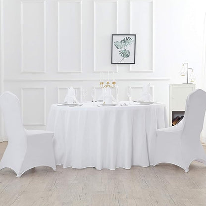 108 inch Round Tablecloth Washable Polyester Table Cloth Decorative Table Cover for Wedding Party Dining Banquet (108 inch,White)