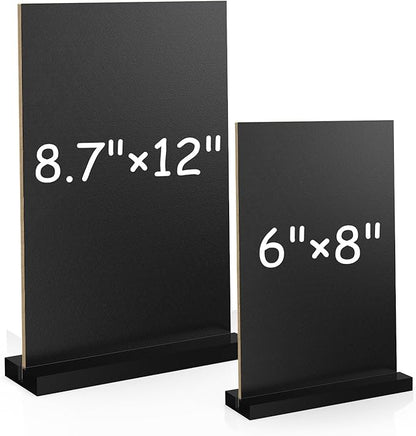 EHWINE Mini Chalkboard Easel Sign Set,4 Pack 6x8 Inch Wooden Boards with Acrylic Base and Liquid Chalk Markers, Reusable Double Sided Tabletop Display for Wedding, Restaurant, Party, Coffee Shop Decor