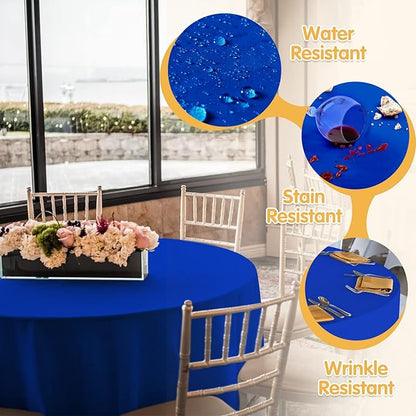 BRILLMAX 10 Pack Royal Blue Round Tablecloths 90 Inch - Circle Bulk Linen Polyester Fabric Washable Table Cloth Cover for Wedding Reception Banquet Birthday Party Buffet Restaurant