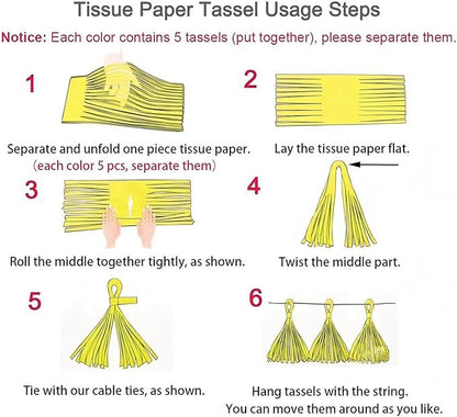 ZOOYOO Tassel Garland Tissue Paper Tassel Banner Table Decor,DIY Kits for Birthday Party Decorations,Pack of 15(Red Blue Yellow)