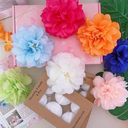 24 Pcs Floating Candles for Centerpieces and Floating Flowers Vase Fillers for Centerpieces Artificial Blue Flowers for Wedding Party Home Table Decoration