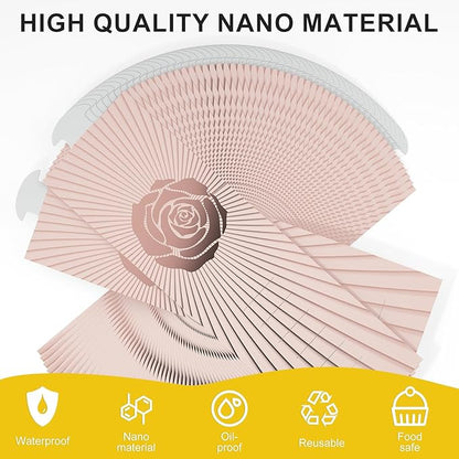 Polymer Material Reusable Napkin Band, Glue-Free Tear-Proof Water Resistant Oil-Proof Napkin Bands Set of 100(Front Rose Gold Color and Back Silver), 6 Adjustable Sizes Napkin Rings