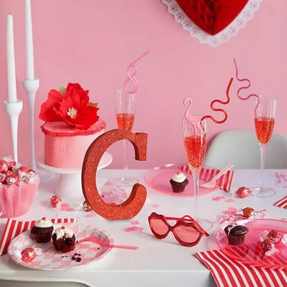 TONIFUL 8 Inch Red Glitter Letter C Table Centerpiece A-Z Red Birthday Party Decorations,Red Alphabet C for Birthday,Chrismas,Graduation,Bridal Shower,Wedding,Anniversary Party Supplies