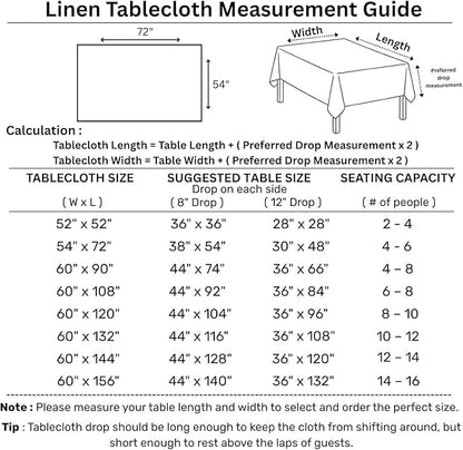 Solino Home Linen Aqua Blue Tablecloth 54 x 72 Inch - Classic Hemstitch, 100% Pure Linen Rectangular Tablecloth - Machine Washable Table Cloth