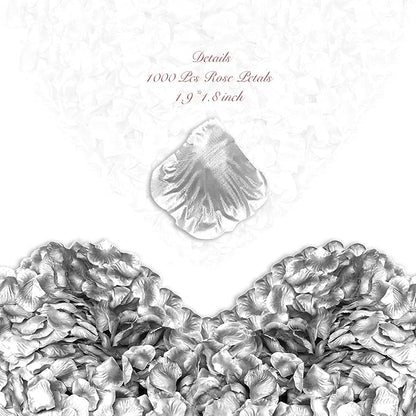 1000Pieces Rose Petals, Artificial Flower Petals Fake Rose Petals for Romantic Night,Wedding,Proposal Anniversary Flower Decorations (Silver)