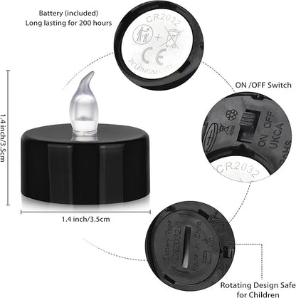 Nancia 24PACK Flameless LED Tea Lights Candles, Realistic and Bright Flickering Long Lasting 200Hours Battery-Powered, Ideal Party, Wedding, Birthday, Gifts Home Decoration Black