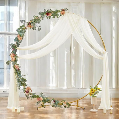 MDS Halloween Chiffon Draping Fabric - 2 Panel, 30" Wide x 30ft Long - Sheer Spooky Arbor & Canopy Drapery for Haunted House Backdrops, Party Ceilings, DIY Costumes & Themed Events - Ivory