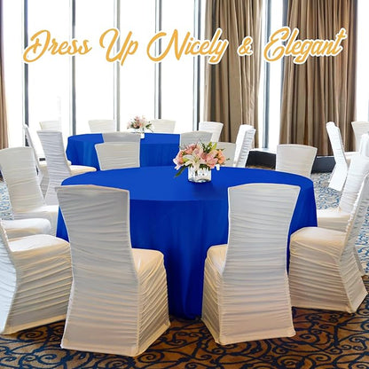 BRILLMAX 4 Pack Royal Blue Round Tablecloths 132 Inch - Circle Bulk Linen Polyester Fabric Washable Table Cloth Cover for Wedding Reception Banquet Birthday Party Buffet Restaurant