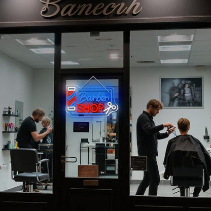 Looklight Barber Shop Neon Sign Dimmable Barber Pole Led Signs for Wall Decor Salon Station Neon Light Sign for Pole Hair Salon Accessories Business Store Supplies Usb Powered 14.56"X8.66"