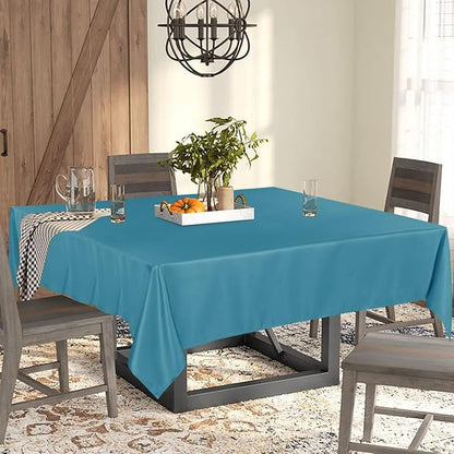Fitable Rectangle Tablecloth Stain and Wrinkle Resistant Washable Polyester Table Cloth for Buffet Parties and Camping (60x84 inch, Teal)