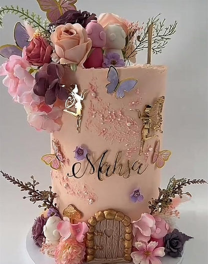 JeVenis Pink Fairy Cake Decoration Mushroom Cake Decoration Fairy Cake Decoration Garden Fairy Cake Decoration Fairy Party Supplies Fairy Party Favors