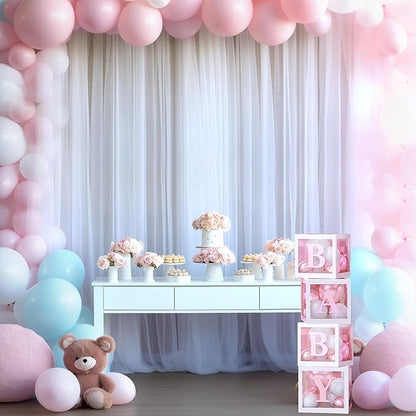 White Backdrop Curtain for Parties 10 ft x 10 ft Sheer Tulle Backdrop Drapes for Wedding Ceremony Birthday Baby Shower Ceiling Drapes Christmas Photo Backdrop Curtain Decorations 2 Panels 5ft x 10ft