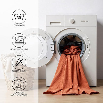 MIULEE Fall Tablecloth Burnt Orange Linen Cottton Table Cloth Rectangle Waterproof Spillproof Cross-Star Textured Decorative Farmhouse Style for Dining Party Weddings 60x84 Inch