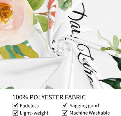 Wedding Backdrop for Reception, Custom Tapestry with Names & Date, Personalized Calligraphy Banner Ceremony, Flowers and Leaves Deisgn, Arch Decor One Size
