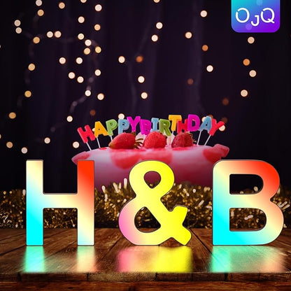 OJQ Light Up Letters LED Letter - Bedroom Lighted Colorful Alphabet Letter Music Sync Color Change - Christmas Birthday Gifts for Girl - Teen Girls Room Decor Gifts Party Home Wall Bedroom Decor