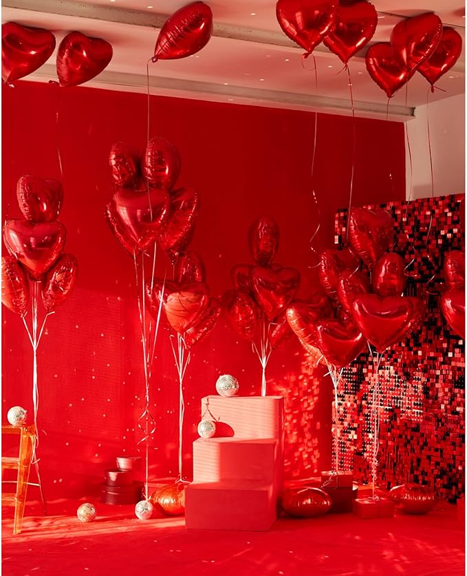 12PCS Red Shimmer Wall Backdrop, Square Sequin Photo Backdrops Panel, Glitter Wall Background for Birthdays, Weddings, Christmas, Baby Showers, Disco Bachelorette Party Decoration (3FTx4FT)