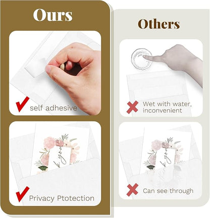 Goefun Blank Note Cards (Not Folded) and Envelopes 5 x 7 Flat Cardstock and A7 Envelopes Self Seal 100 Pack for Wedding, Invitations, DIY Postcards, Thank You Cards & All Occasion
