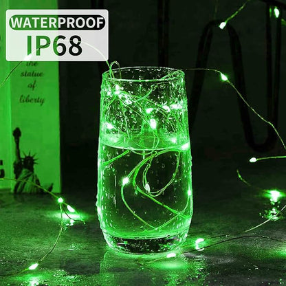 Aogist Led Fairy Lights 3 Modes Battery Operated String Lights Waterproof Silver Wire 7 Feet Firefly Starry Moon Mason Jar Lights for DIY Wedding Party Christmas (Green, 20 Pack)