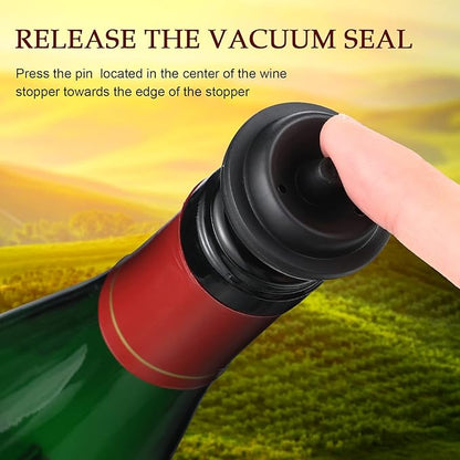 18 Pieces Wine Saver Pump with Vacuum Reusable Preserver Practical Wine Keeper Bottle Sealer Keep Fresh for Kitchen Office Home Adult Party Favor Supplies(Black)