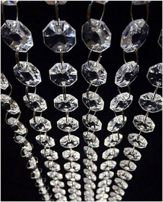 WAZHRMGHG 99FT Clear Acrylic Crystal Garland Strands Hanging Chandelier Bead Chain Ornament String Decorations for Manzanita Centerpiece Christmas Tree Wedding Party Celebration (99FT(30M))