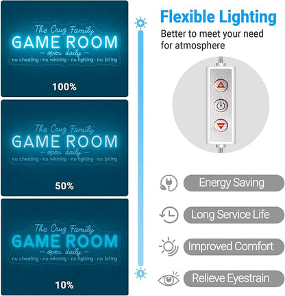 Custom Game Room Neon Sign for Wall Decor, Personalized LED Neon Name Signs, Dimmable Game Light Up Signs Customizable for Playroom Gaming Zone Man Cave Bedroom, Men Boys Gamer Birthday Gifts