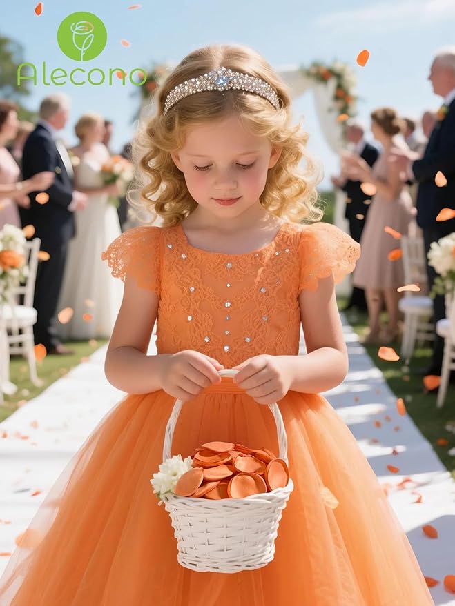 Alecono 600Pcs Silk Rose Petals, Faux Orange Flower Petals for Wedding Proposal Flower Girl Basket, Petals Bulk for Dinner Table Centerpieces Party Romantic Night Decoration