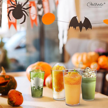 100Pcs 3oz Mini Dessert Cups with Lids and Spoons Clear Plastic Disposable Parfait Cups, Small Serving Bowl for Halloween Desserts Appetizers, Catering, Wedding, Dessert Shops(300pcs in total)
