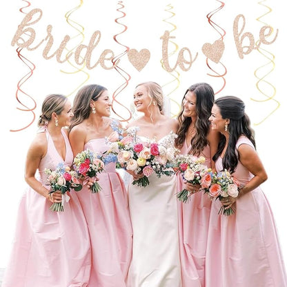 Blush-Pink Rose-Gold Bridal-Shower Fall Party-Decorations - 31pcs Bride To Be Sign Banner,Bachelorette Paper Lanterns,Wedding Streamers Garland,Boho Peach Tissue Pom Poms Fans Decor Supplies Burgleda