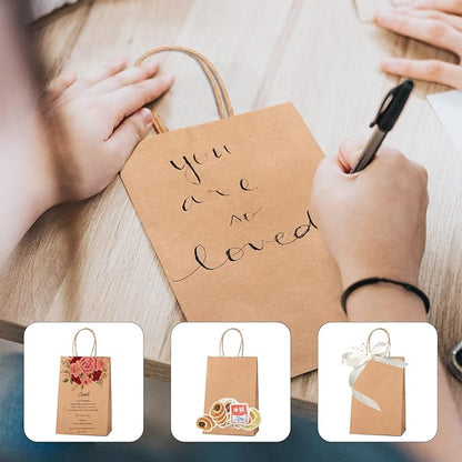 METRONIC Paper Gift Bags 5.25x3.75x8 50Pcs, Christmas Gift Wrap Bags with Handles, Brown Kraft Paper Bag for Small Business, Bulk Party Favors Bag for Birthday, Shopping, Retail, Made in USA