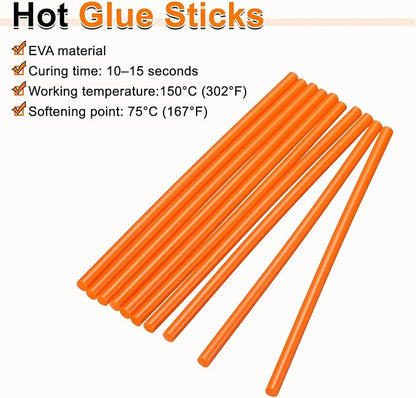 HARFINGTON 10pcs Hot Glue Sticks 0.28" Dia x 5.91" Long EVA Mini Hot Melt Adhesive Glue Stick for Hot Melt Gun Wood Plastic Glass Flowers Fabrics Foam, Orange