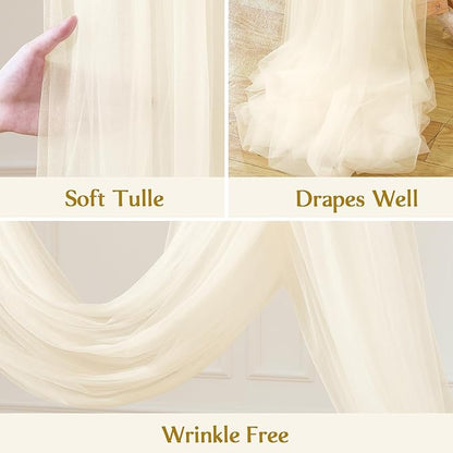 Wedding Arch Draping Fabric Backdrop 2 Panel 30" x 19Ft Ivory Drapes Curtains for Wedding Reception Sheer Tulle Backdrop Curtain for Ceremony Birthday Party Baby Shower Arbor Ceiling Decorations
