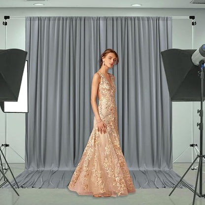 10 x 7 Feet Grey Backdrop Curtain for Partie, Background Curtains for Photoshoot, Birthday, Wedding, Halloween, Thanksgiving, Christmas Day, New Year Party Decorations 5Ft x 7Ft, 2 Panels
