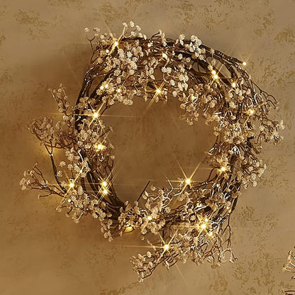 Fudios Lighted Garland Flowers for Mantle with Timer Battery 48 LED 6ft Vine Garlands for Decor with Flowers and Lights for Summer Wedding Party