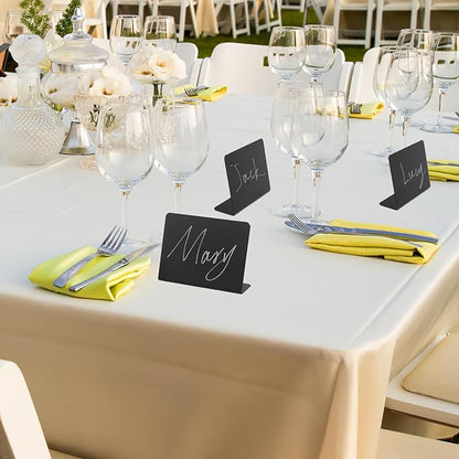 12 Pcs 4"x3" Mini Chalkboard Signs for Food, Reusable PVC Food Labels, Reserved Table Signs for Party Buffet, Birthdays, Bakery, Weddings Table Numbers, Buffet Display, Place Cards, Name Tag