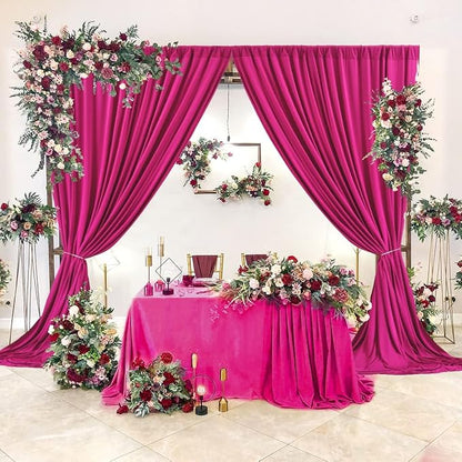 AK TRADING CO. 10 feet x 10 feet Polyester Backdrop Drapes Curtains Panels with Rod Pockets - Wedding Ceremony Party Home Window Decorations - Fuchsia