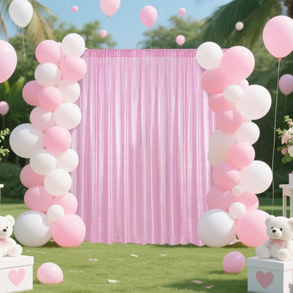 Matte Pink Sequin Backdrop Curtain 2 Pieces 2FTx8FT Glitter Photography Backdrop for Party Wedding Birthday Christmas Decorations