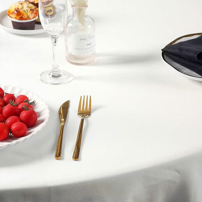 108 inch Round Tablecloth Washable Polyester Table Cloth Decorative Table Cover for Wedding Party Dining Banquet（108 inch,Ivory）