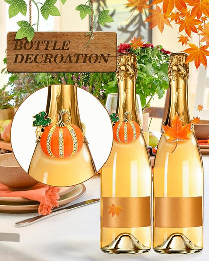 KPOSIYA Fall Napkins Rings, 12 Pcs Thanksgiving Napkin Ring Fall Maple Leaf Napkin Rings and Halloween Pumpkin Napkin Holders for Thanksgiving Table Decorations, Fall Banquet, Holiday Dinner Party